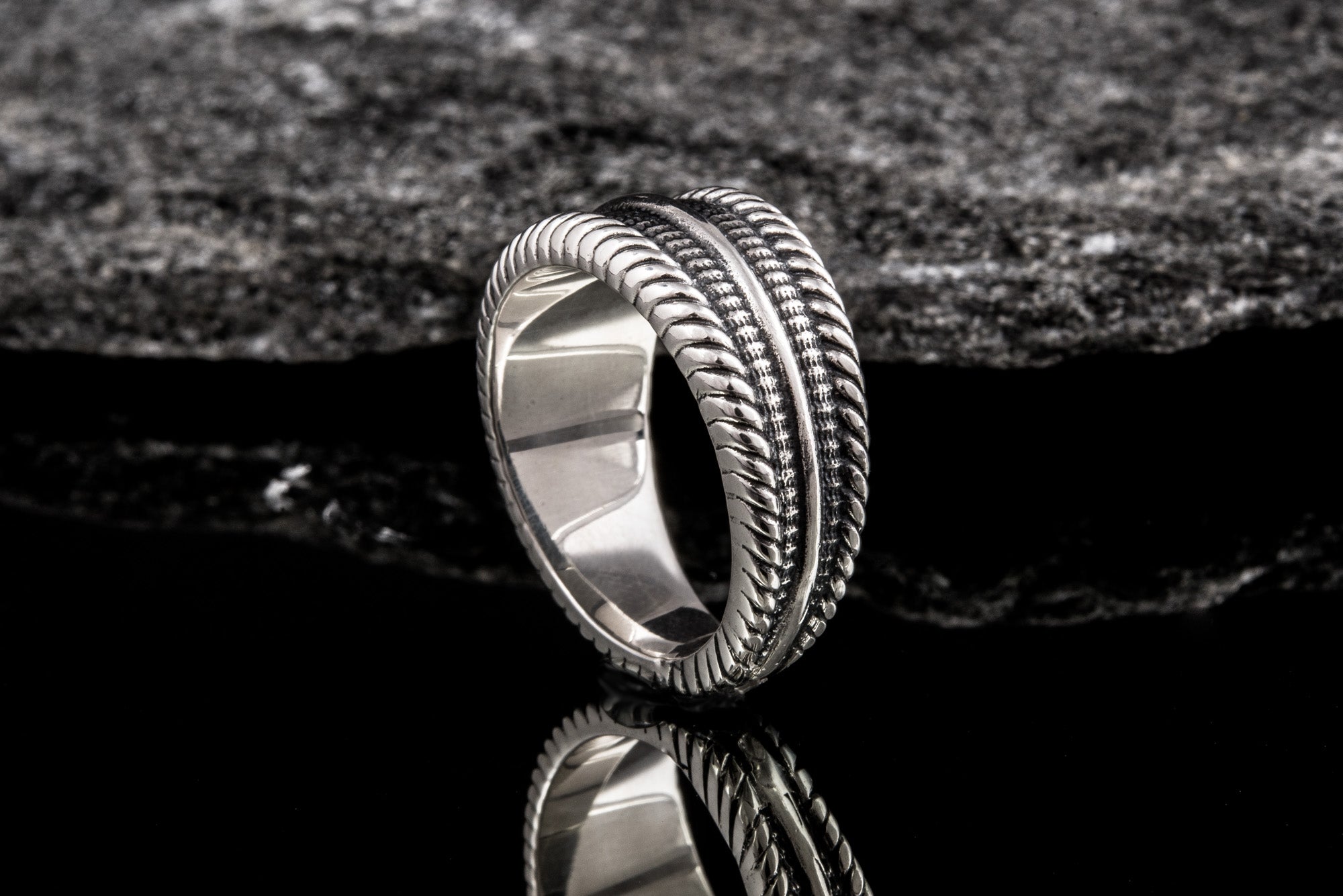 Viking Ring with Ornament Sterling Silver Pagan Ring - vikingworkshop