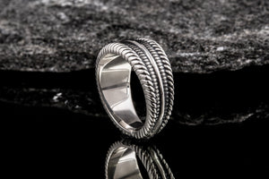 Viking Ring with Ornament Sterling Silver Pagan Ring - vikingworkshop