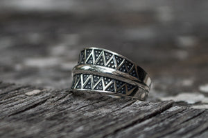 Pagan Ring with Ornament Sterling Silver Viking Jewelry - vikingworkshop