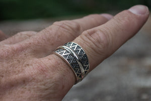 Pagan Ring with Ornament Sterling Silver Viking Jewelry - vikingworkshop