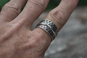 Pagan Ring with Ornament Sterling Silver Viking Jewelry - vikingworkshop