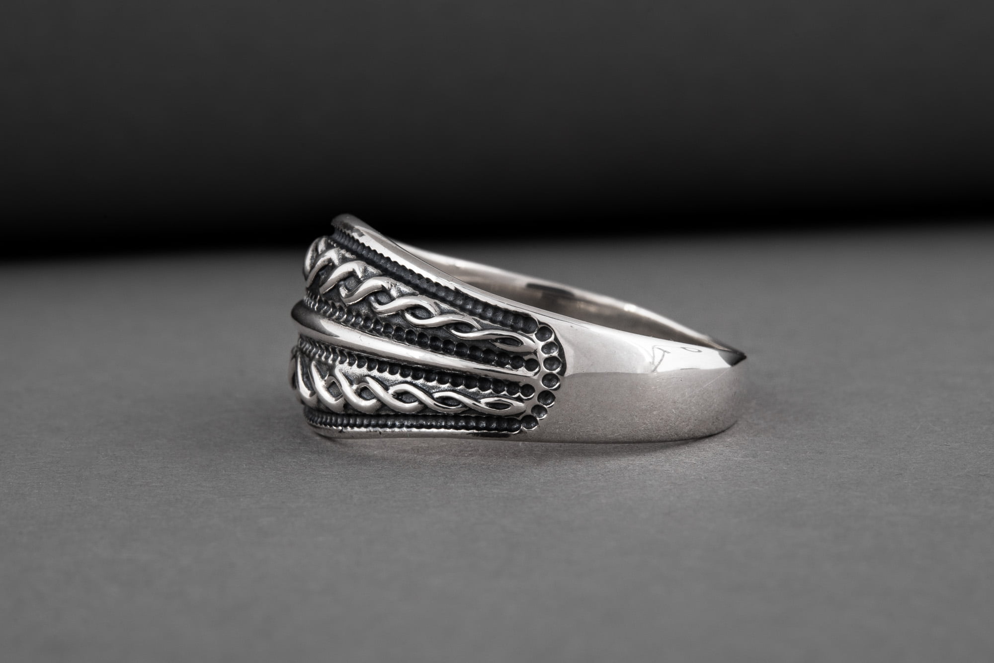 Beautiful Ring with Viking Ornament Sterling Silver Unique Jewelry - vikingworkshop