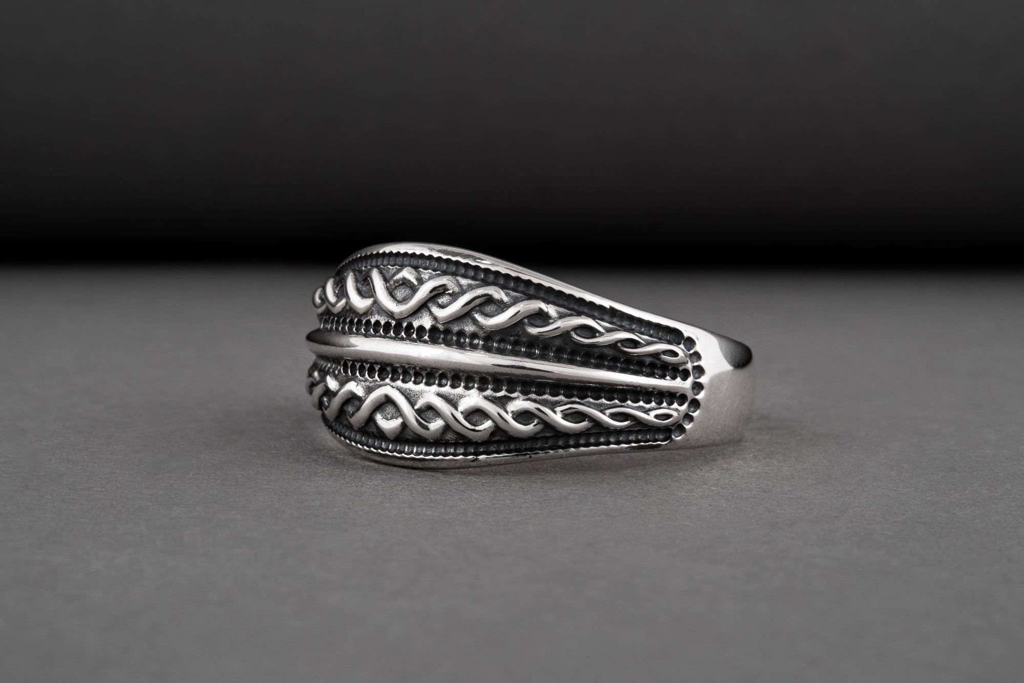 Beautiful Ring with Viking Ornament Sterling Silver Unique Jewelry - vikingworkshop