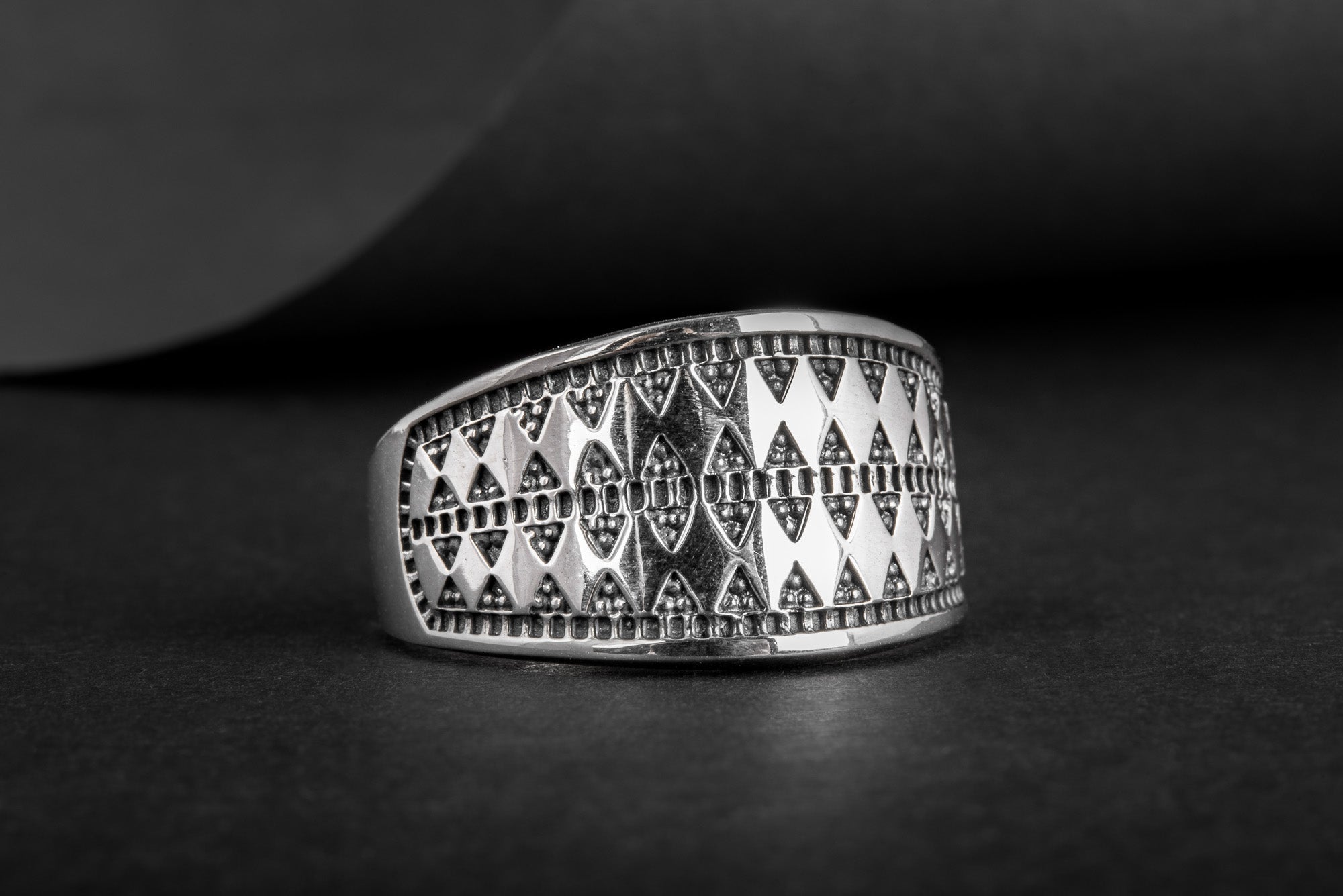 Norse Ring with Ornament Sterling Silver Viking Jewelry - vikingworkshop