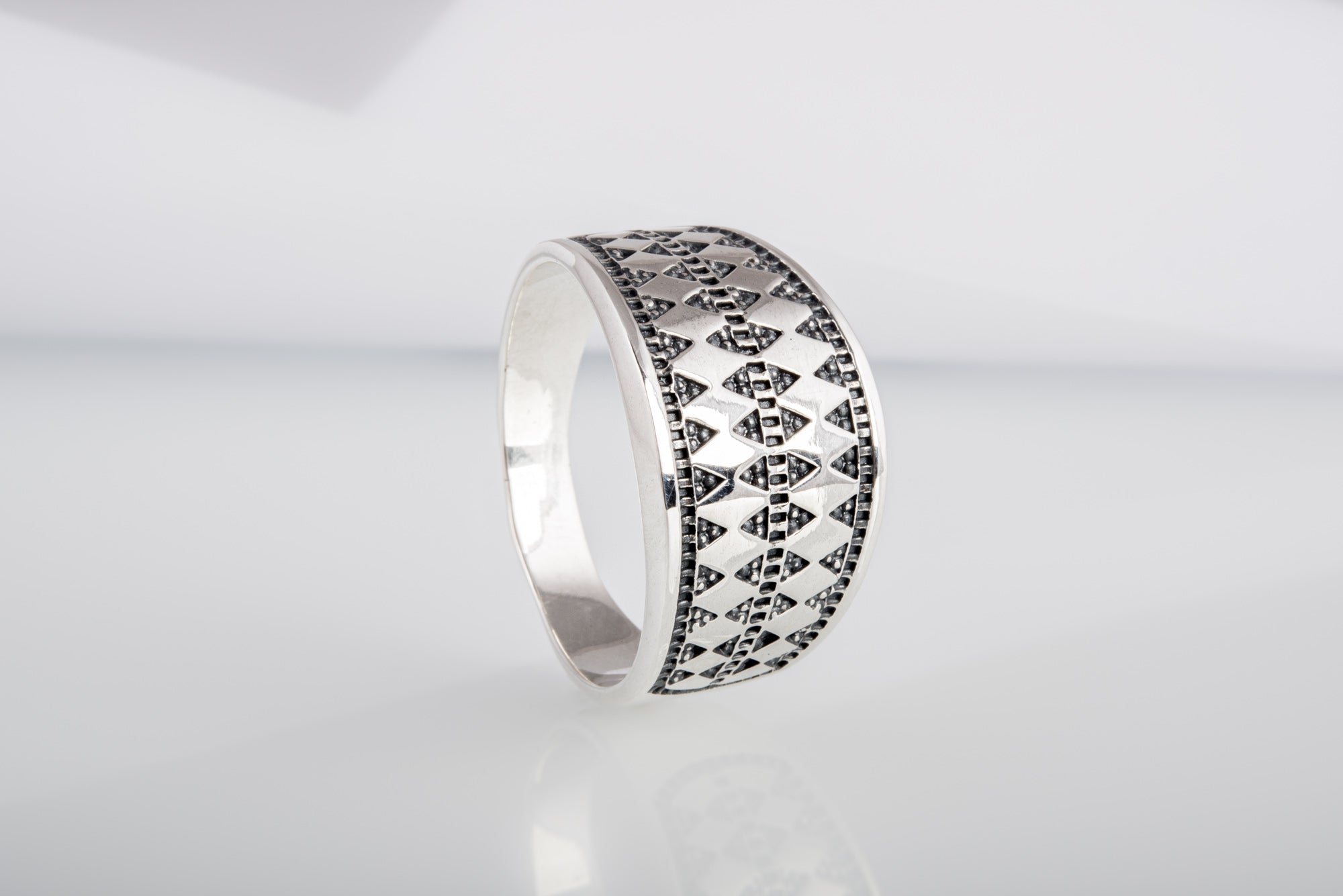 Norse Ring with Ornament Sterling Silver Viking Jewelry - vikingworkshop