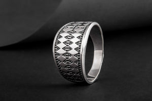 Norse Ring with Ornament Sterling Silver Viking Jewelry - vikingworkshop