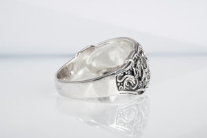 Black Sun Ring with Mammen Ornament Sterling Silver Viking Jewelry - vikingworkshop