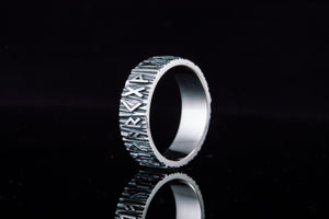 Elder Futhark Runes Ring Sterling Silver Viking Jewelry - vikingworkshop