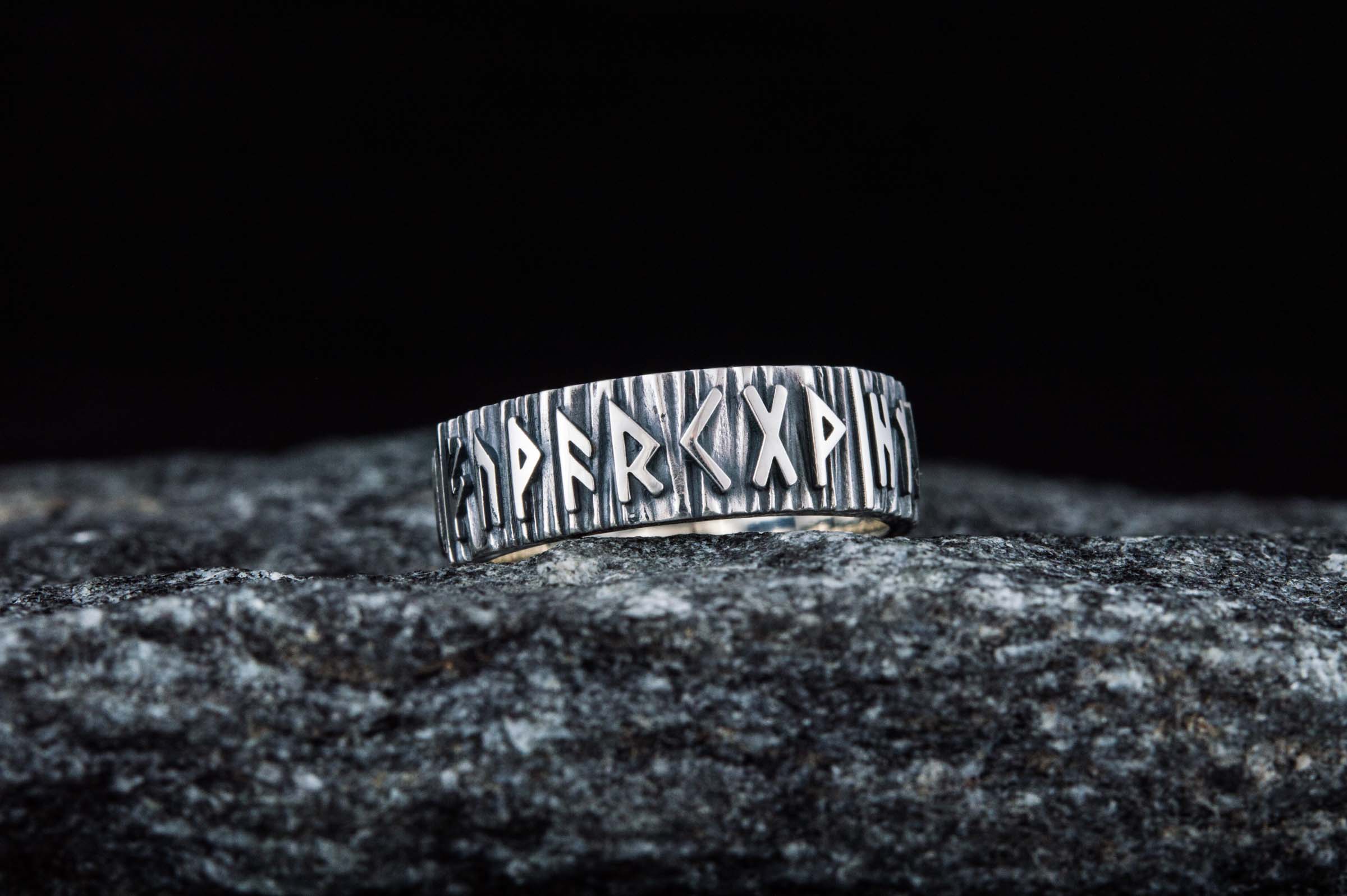 Elder Futhark Runes Ring Sterling Silver Viking Jewelry - vikingworkshop