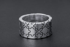 Stunning Puzzle Ring, Ring with Puzzle Ornament, Silver Unique Ring, Silver Handcrafted Jewelry - vikingworkshop