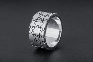 Stunning Puzzle Ring, Ring with Puzzle Ornament, Silver Unique Ring, Silver Handcrafted Jewelry - vikingworkshop