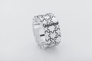 Stunning Puzzle Ring, Ring with Puzzle Ornament, Silver Unique Ring, Silver Handcrafted Jewelry - vikingworkshop