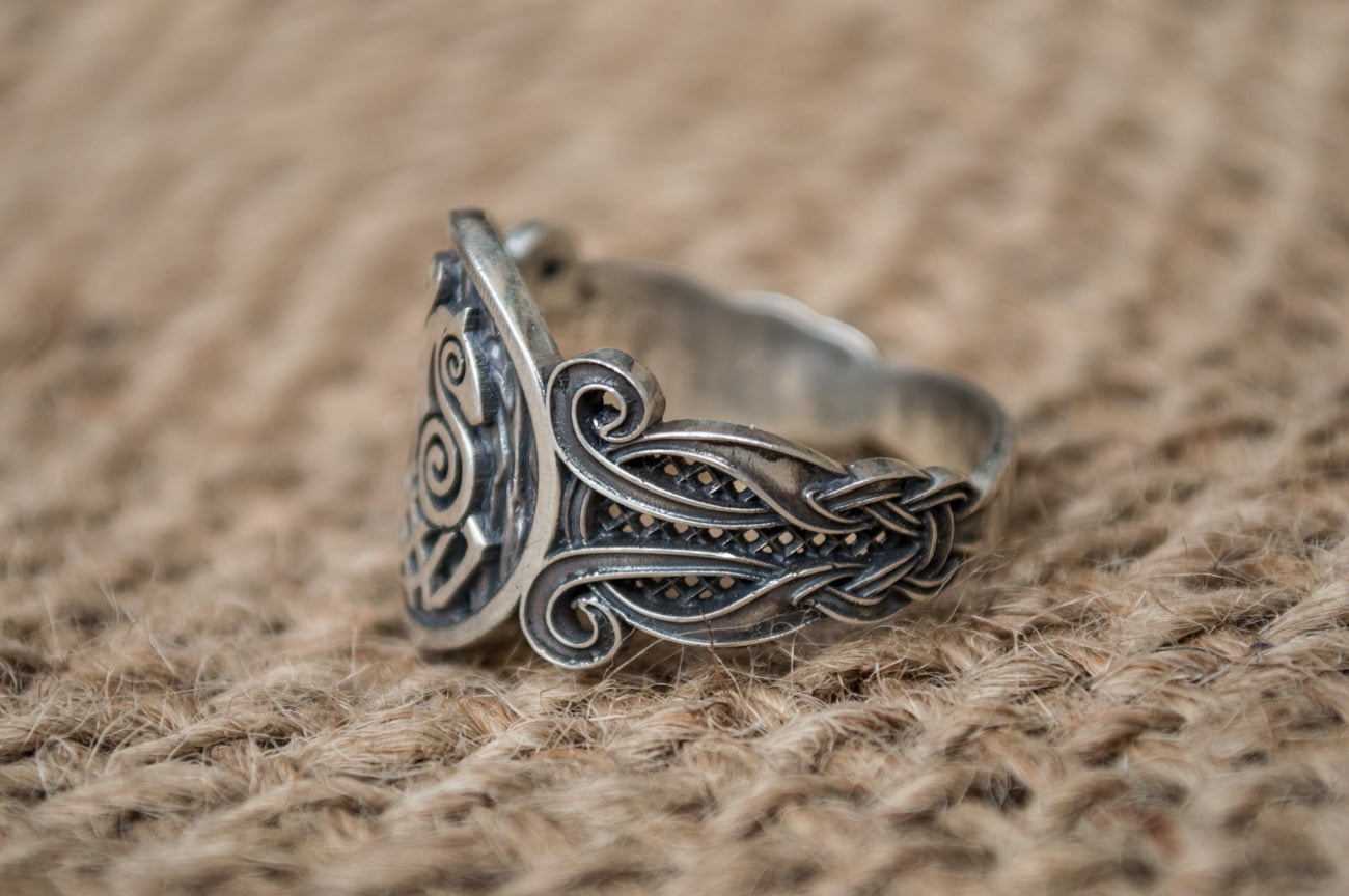 Sleipnir Symbol with Viking Ornament Sterling Silver Norse Jewelry - vikingworkshop