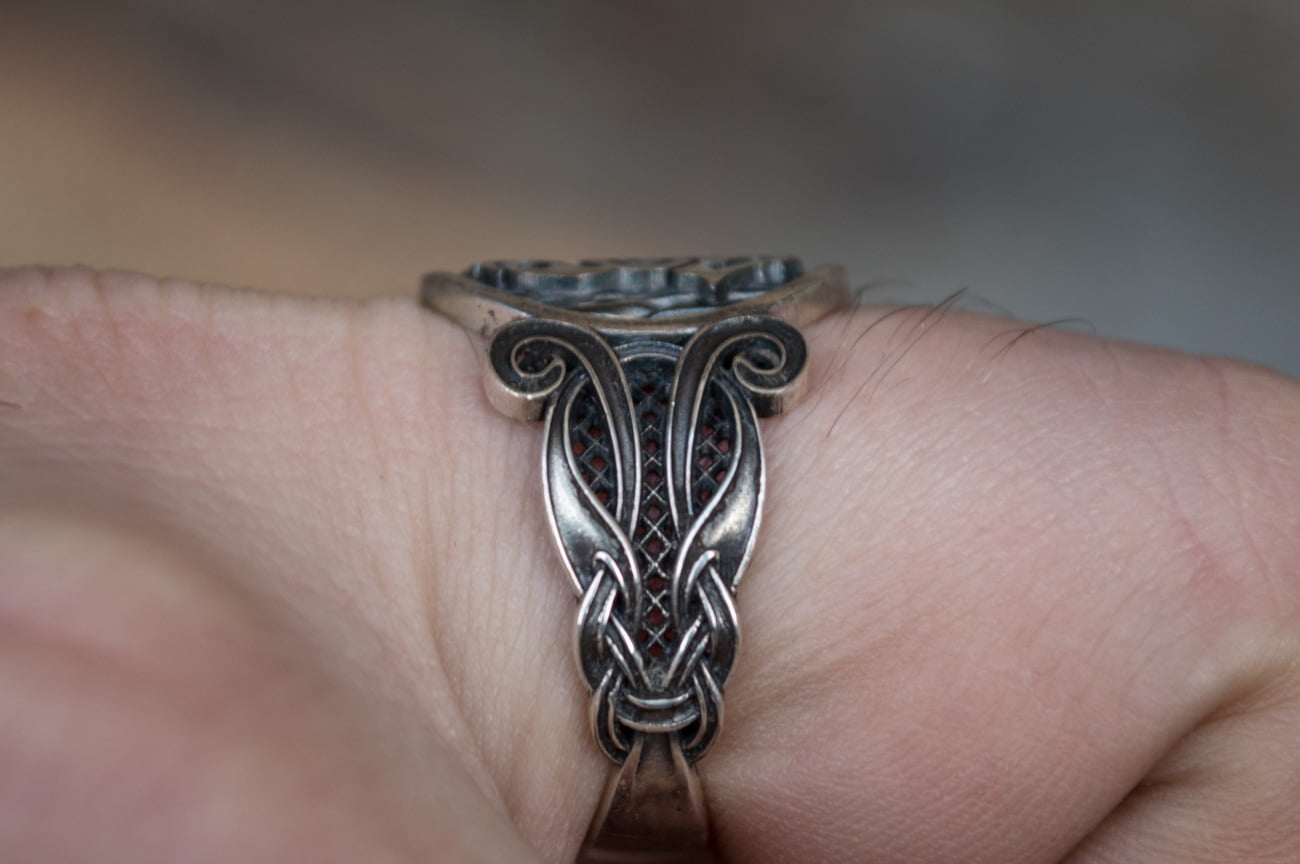 Sleipnir Symbol with Viking Ornament Sterling Silver Norse Jewelry - vikingworkshop