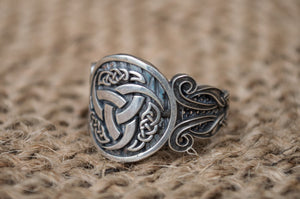 Odin Horn Symbol with Viking Ornament Sterling Silver Norse Jewelry - vikingworkshop