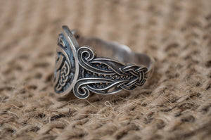 Odin Horn Symbol with Viking Ornament Sterling Silver Norse Jewelry - vikingworkshop