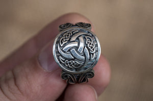 Odin Horn Symbol with Viking Ornament Sterling Silver Norse Jewelry - vikingworkshop