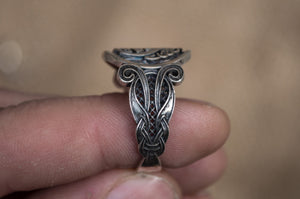 Odin Horn Symbol with Viking Ornament Sterling Silver Norse Jewelry - vikingworkshop