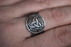 Odin Horn Symbol with Viking Ornament Sterling Silver Norse Jewelry - vikingworkshop