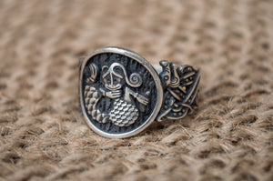 Animal Symbol with Norse Ornament Sterling Silver Unique Jewelry - vikingworkshop