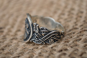 Animal Symbol with Norse Ornament Sterling Silver Unique Jewelry - vikingworkshop