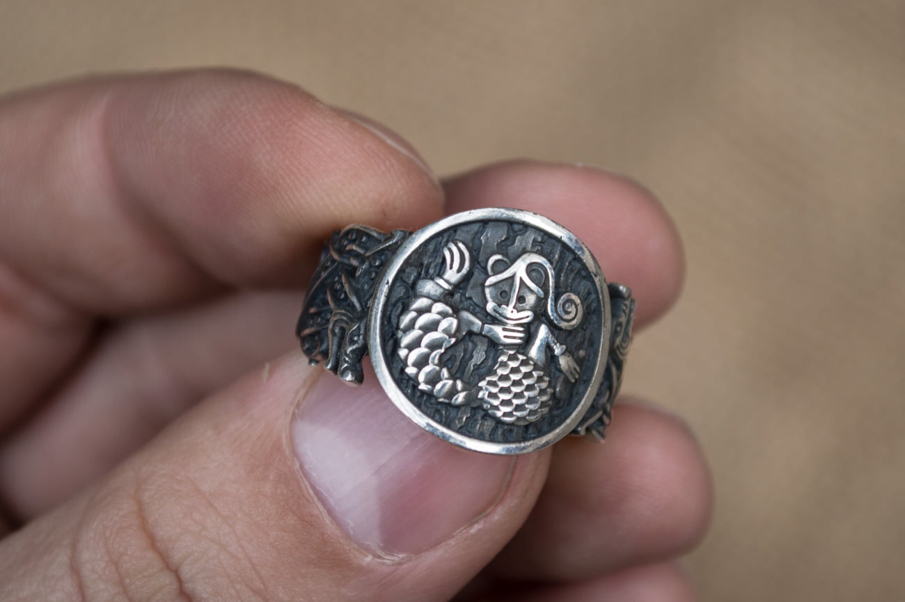 Animal Symbol with Norse Ornament Sterling Silver Unique Jewelry - vikingworkshop