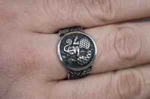 Animal Symbol with Norse Ornament Sterling Silver Unique Jewelry - vikingworkshop