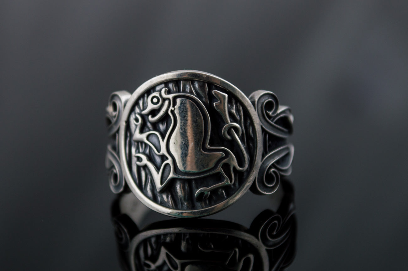 Animal Symbol with Viking Ornament Sterling Silver Norse Jewelry - vikingworkshop