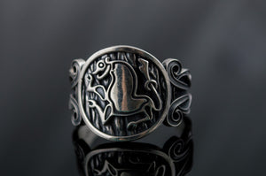 Animal Symbol with Viking Ornament Sterling Silver Norse Jewelry - vikingworkshop