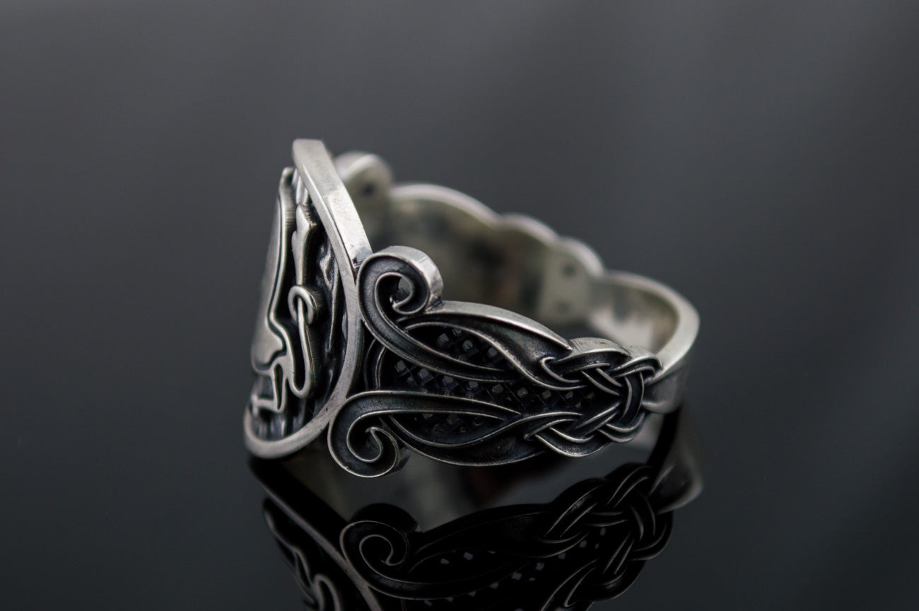 Animal Symbol with Viking Ornament Sterling Silver Norse Jewelry - vikingworkshop