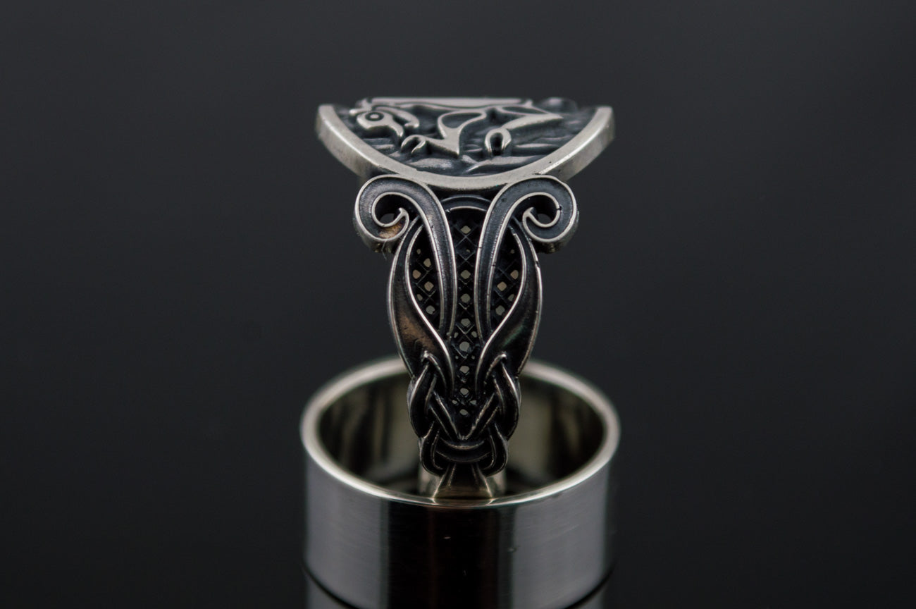 Animal Symbol with Viking Ornament Sterling Silver Norse Jewelry - vikingworkshop