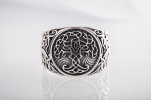 Yggdrasil Symbol with Mammen Style Sterling Silver Norse Ring - vikingworkshop