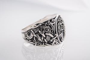 Yggdrasil Symbol with Mammen Style Sterling Silver Norse Ring - vikingworkshop