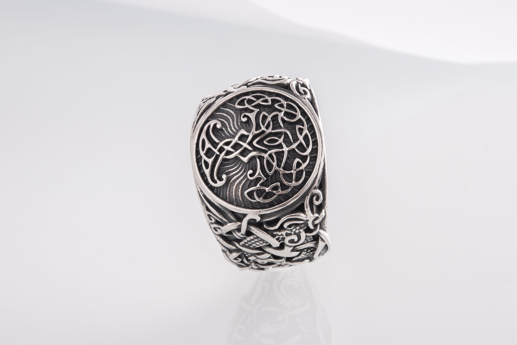 Yggdrasil Symbol with Mammen Style Sterling Silver Norse Ring - vikingworkshop