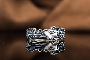 Fenrir Ring Handcrafted Sterling Silver Viking Jewelry - vikingworkshop