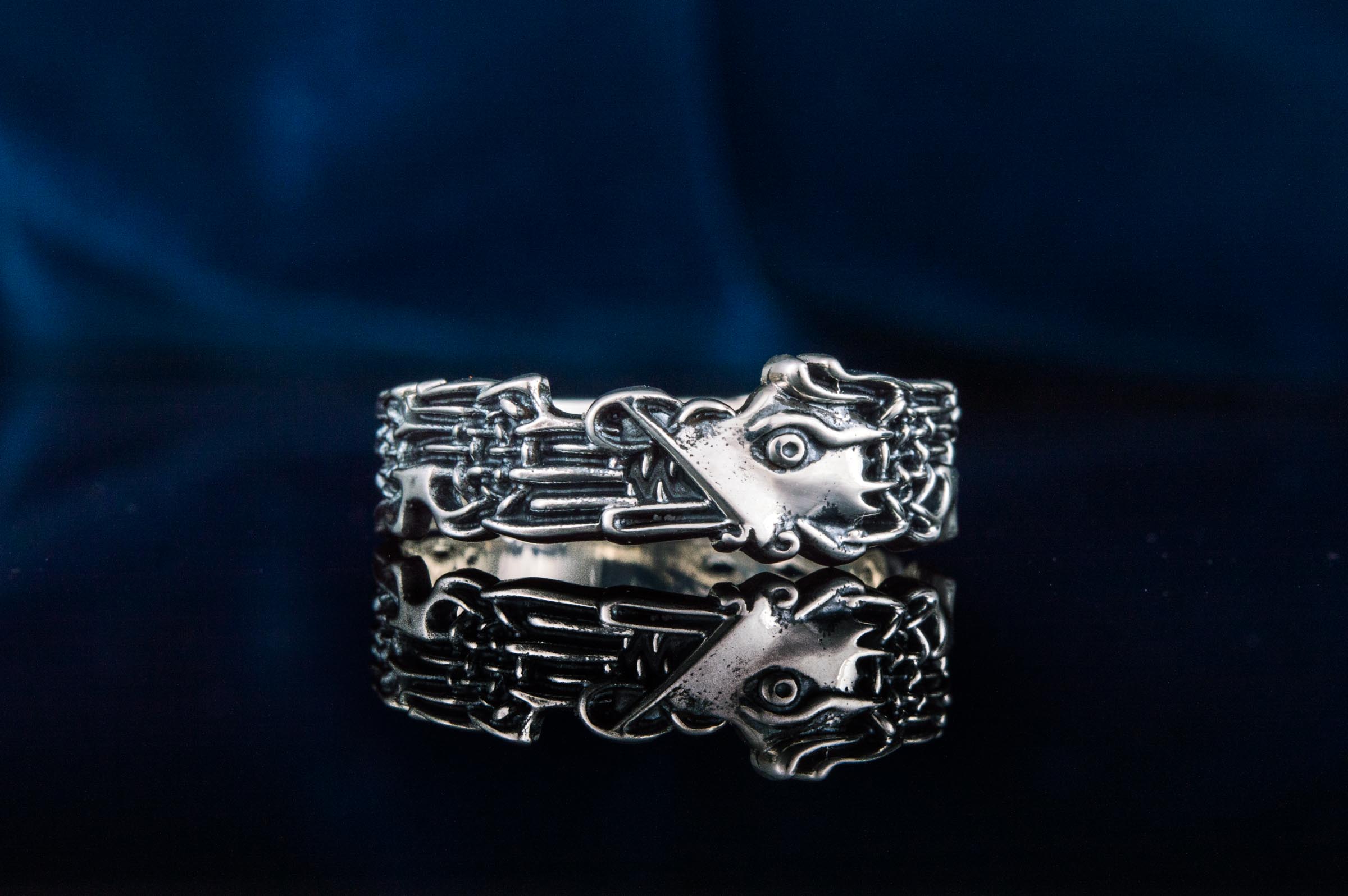 Fenrir Ring Handcrafted Sterling Silver Viking Jewelry - vikingworkshop