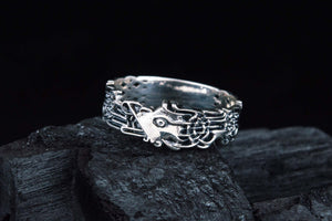 Fenrir Ring Handcrafted Sterling Silver Viking Jewelry - vikingworkshop