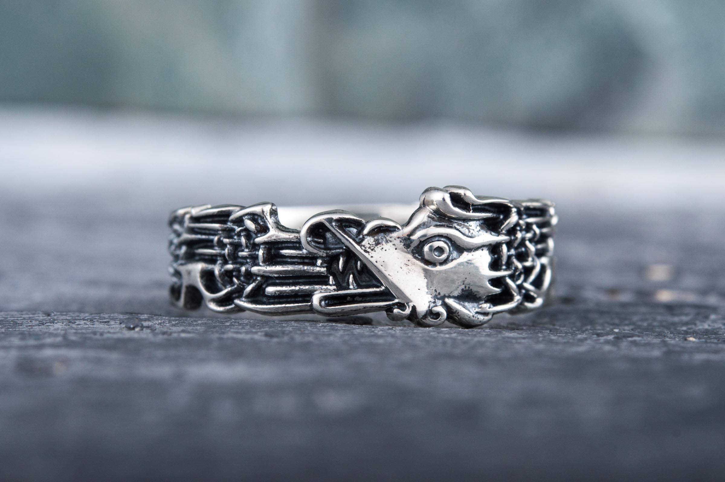Fenrir Ring Handcrafted Sterling Silver Viking Jewelry - vikingworkshop