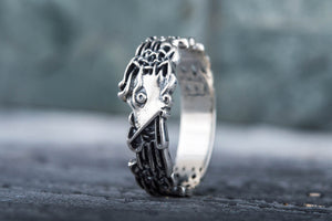 Fenrir Ring Handcrafted Sterling Silver Viking Jewelry - vikingworkshop