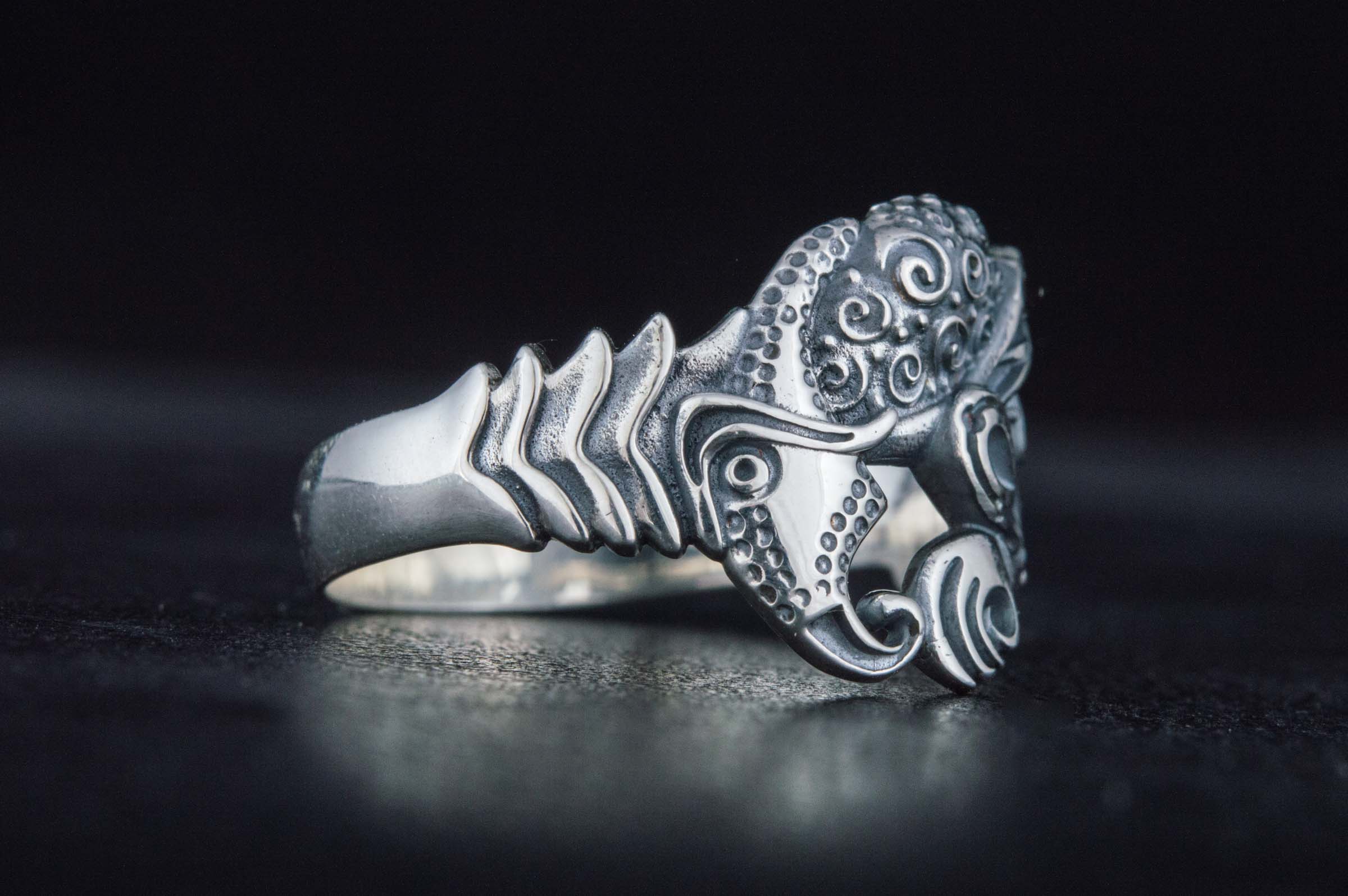 Unique Raven Ring Sterling Silver Norse Jewelry - vikingworkshop