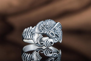 Unique Raven Ring Sterling Silver Norse Jewelry - vikingworkshop