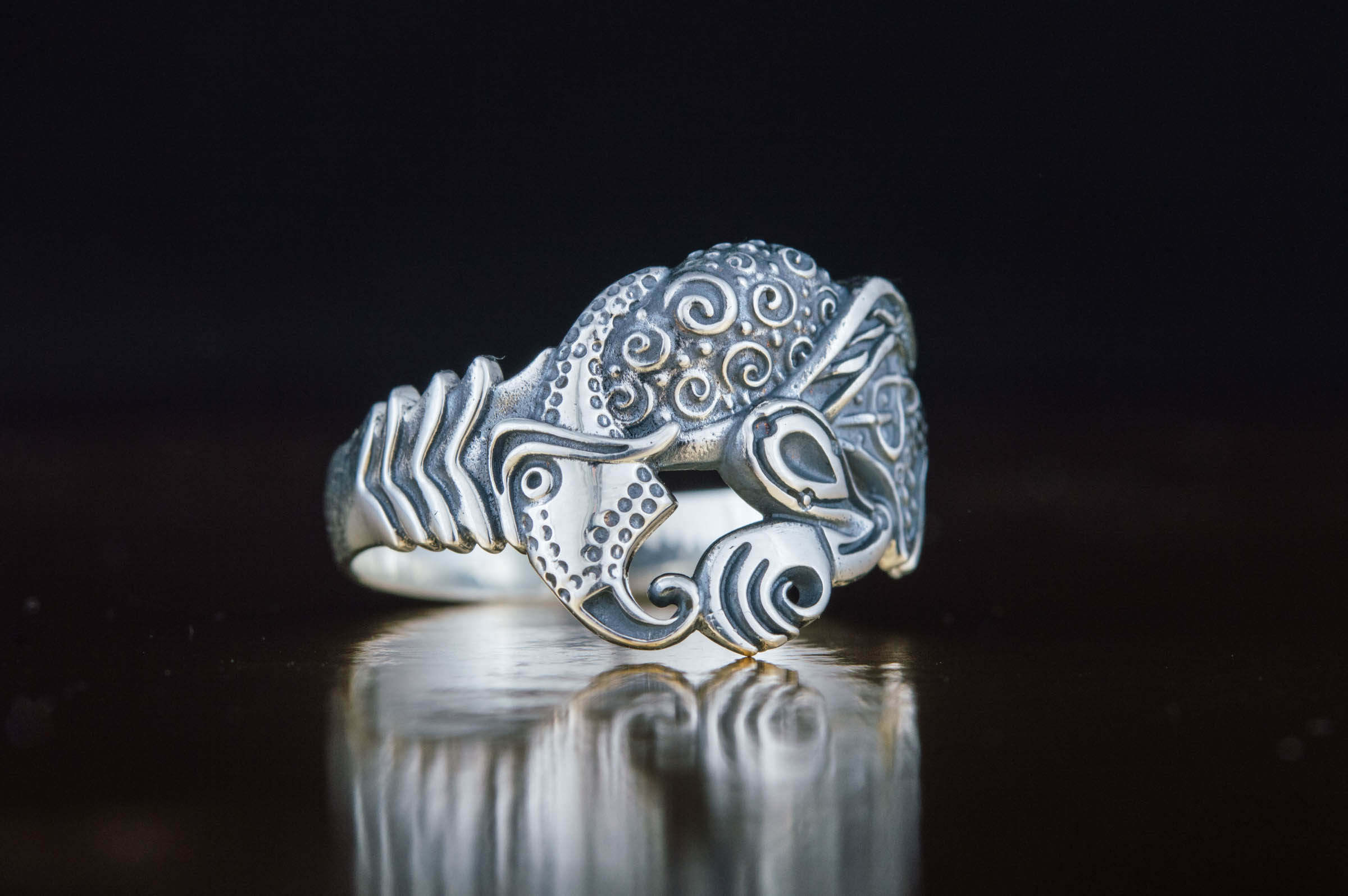 Unique Raven Ring Sterling Silver Norse Jewelry - vikingworkshop