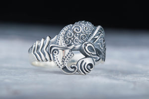 Unique Raven Ring Sterling Silver Norse Jewelry - vikingworkshop