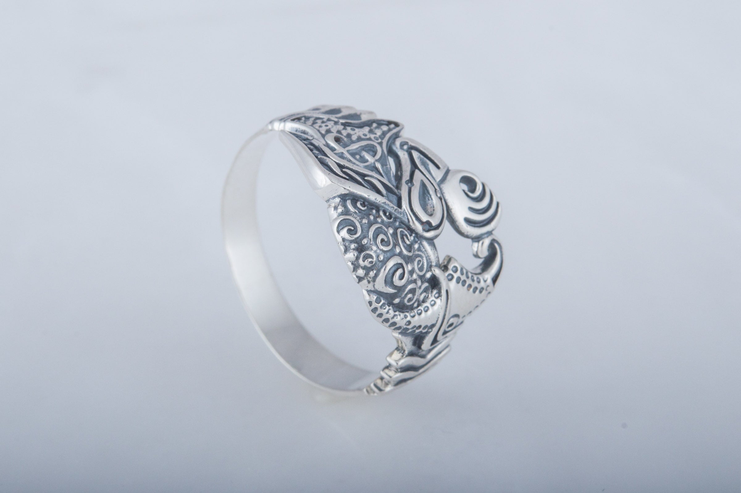 Unique Raven Ring Sterling Silver Norse Jewelry - vikingworkshop