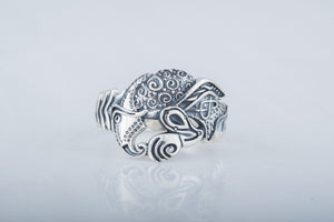 Unique Raven Ring Sterling Silver Norse Jewelry - vikingworkshop