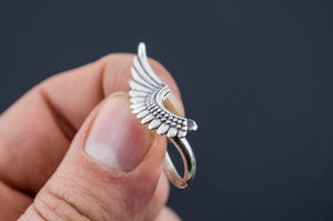 Feather Ring Sterling Silver Unique Jewelry - vikingworkshop