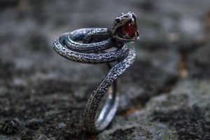 Snake Ring with Cubic Zirconia Sterling Silver Unique Jewelry - vikingworkshop