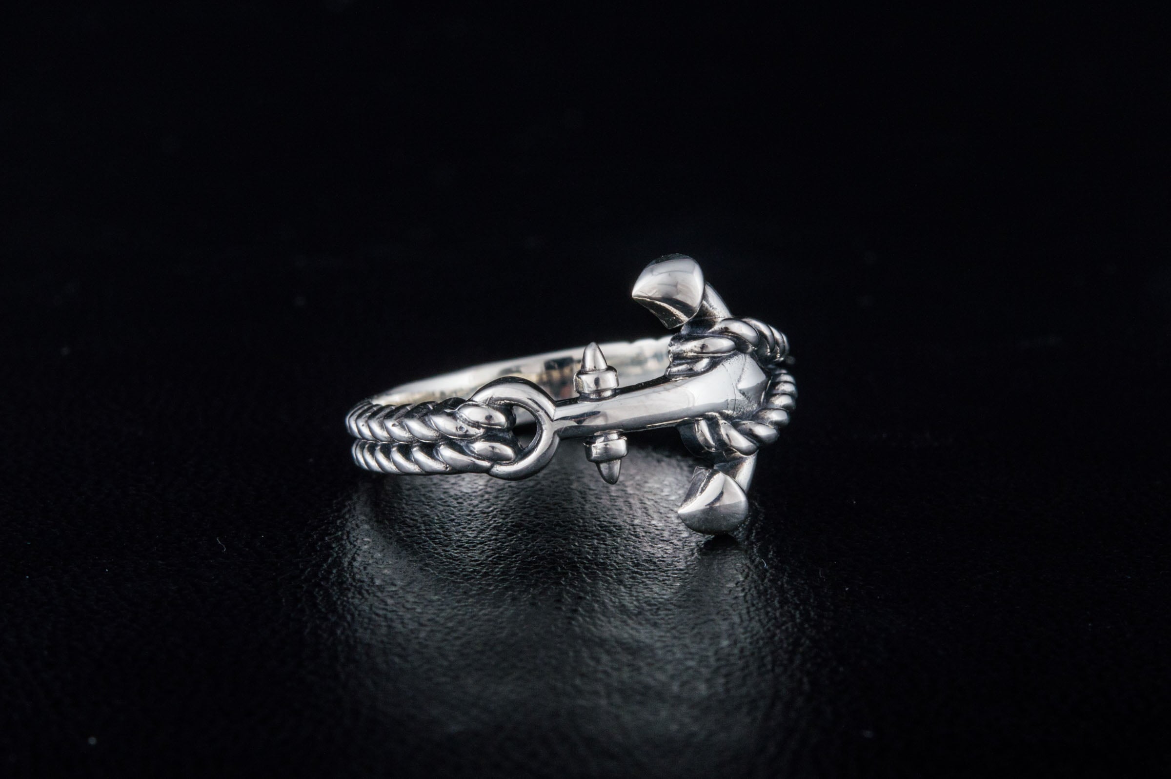 Ring with Anchor Symbol Handmade Sterling Silver Unique Jewelry - vikingworkshop