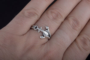 Ring with Anchor Symbol Handmade Sterling Silver Unique Jewelry - vikingworkshop