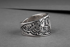 Viking Ornament Ring Sterling Silver Norse Jewelry - vikingworkshop